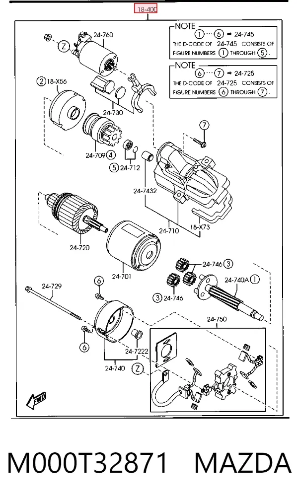 Motor de arranco M000T32871 Mazda