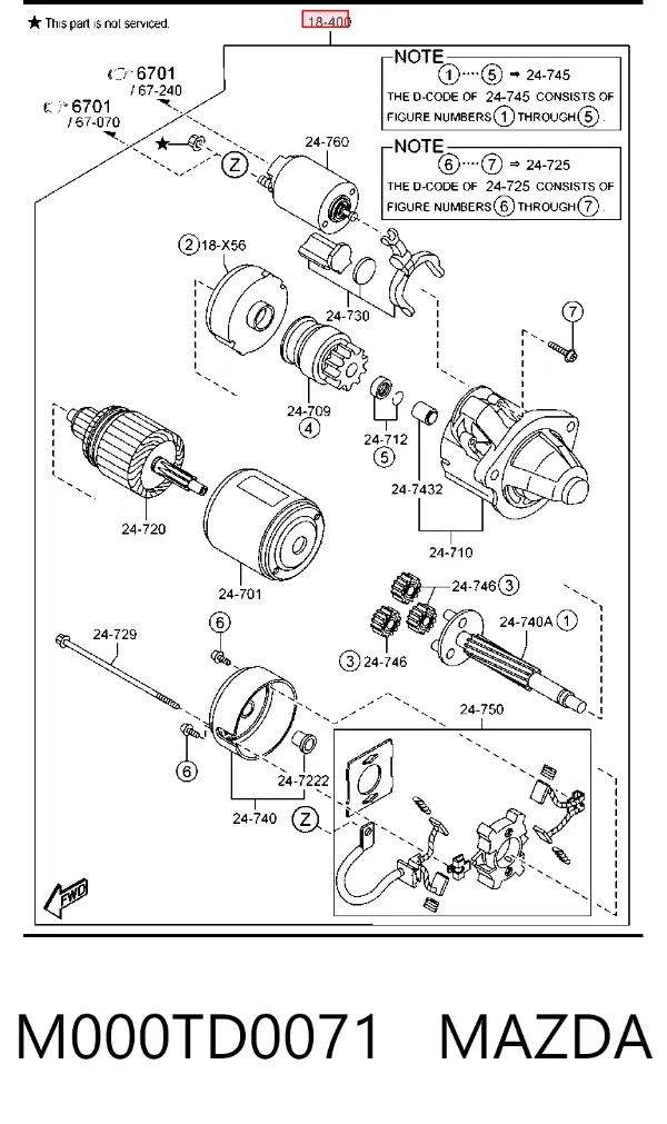 Motor de arranco M000TD0071 Mazda