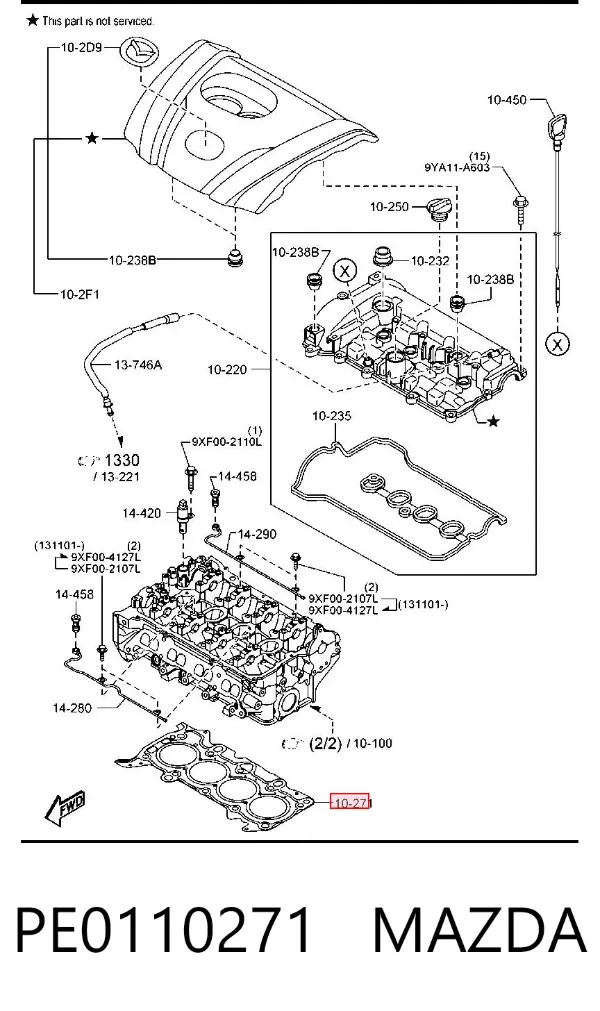 Vedante de cabeça de motor (CBC) PE0110271 Mazda
