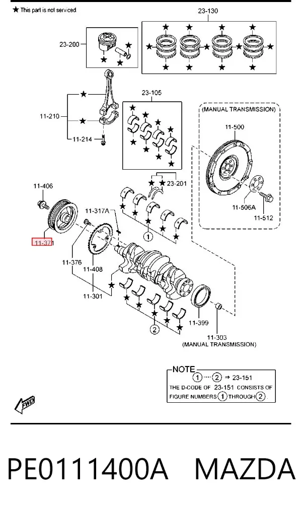 Polia de cambota PE0111400A Mazda