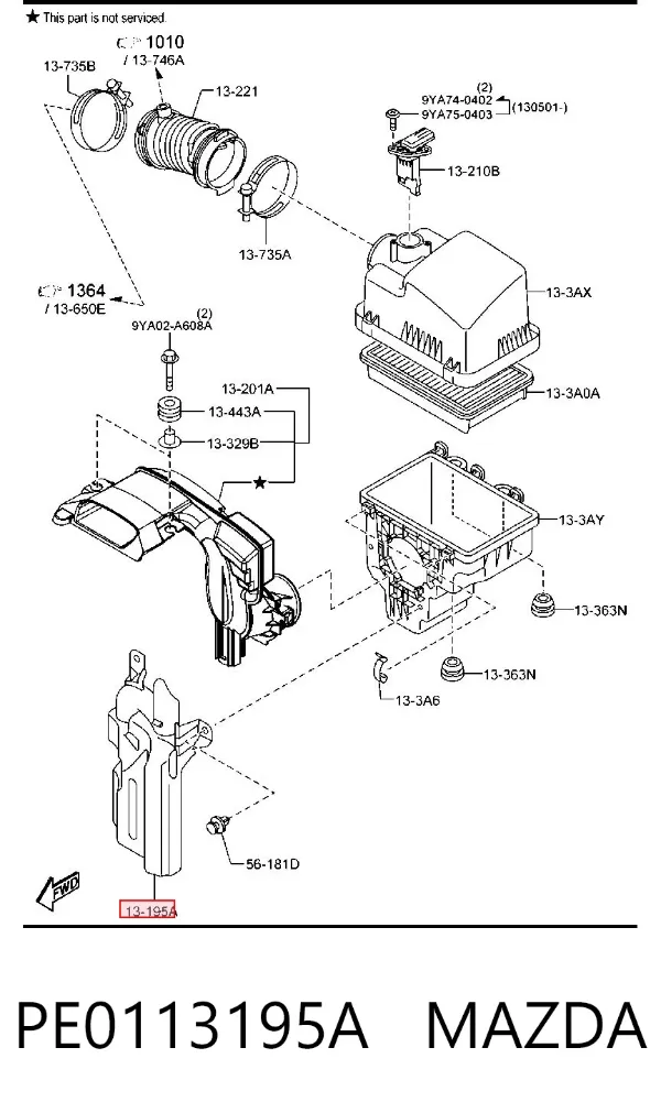 Ressonador de filtro de ar PE0113195A Mazda