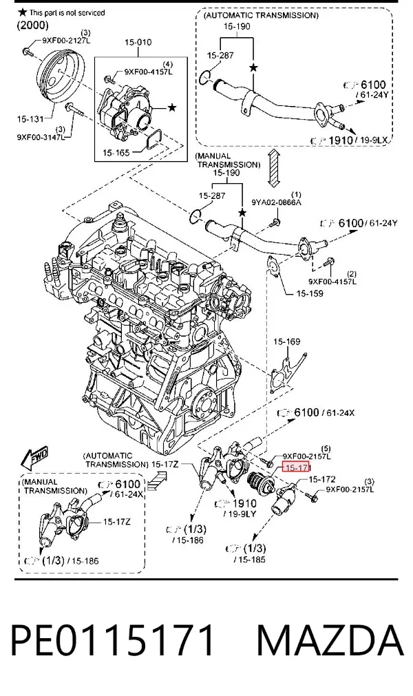 Termostato PE0115171 Mazda