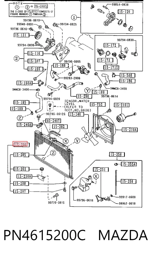 Radiador de esfriamento de motor PN4615200C Mazda