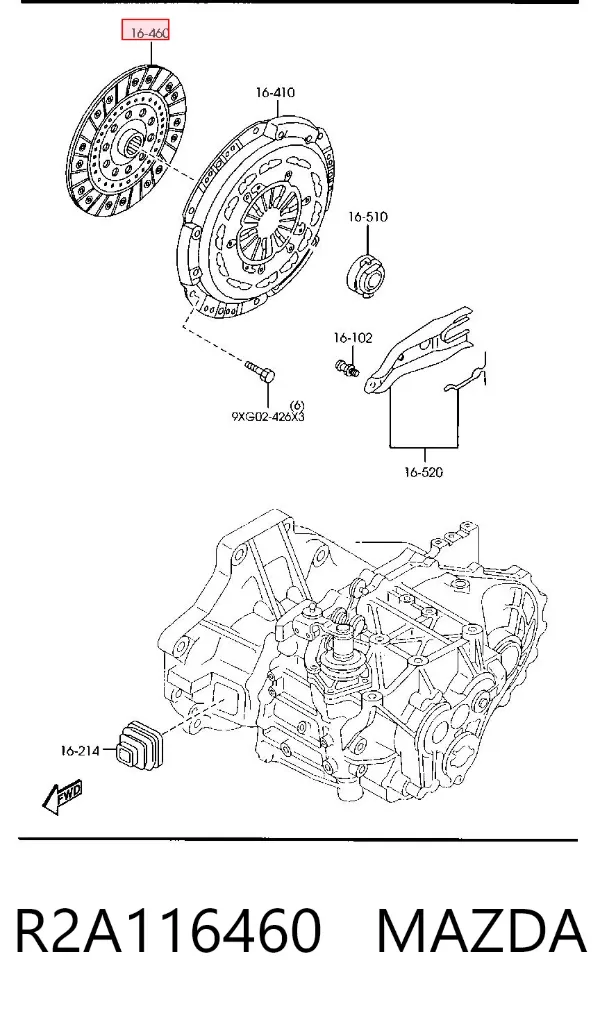 Disco de embraiagem R2A116460 Mazda