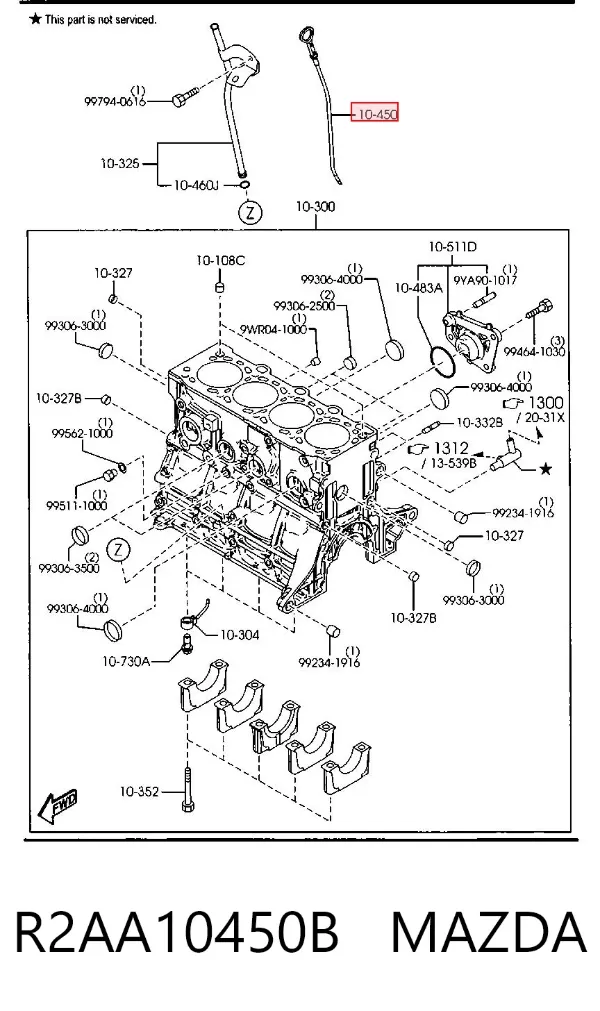 Sonda (indicador) do nível de óleo no motor Mazda CX-7 ER