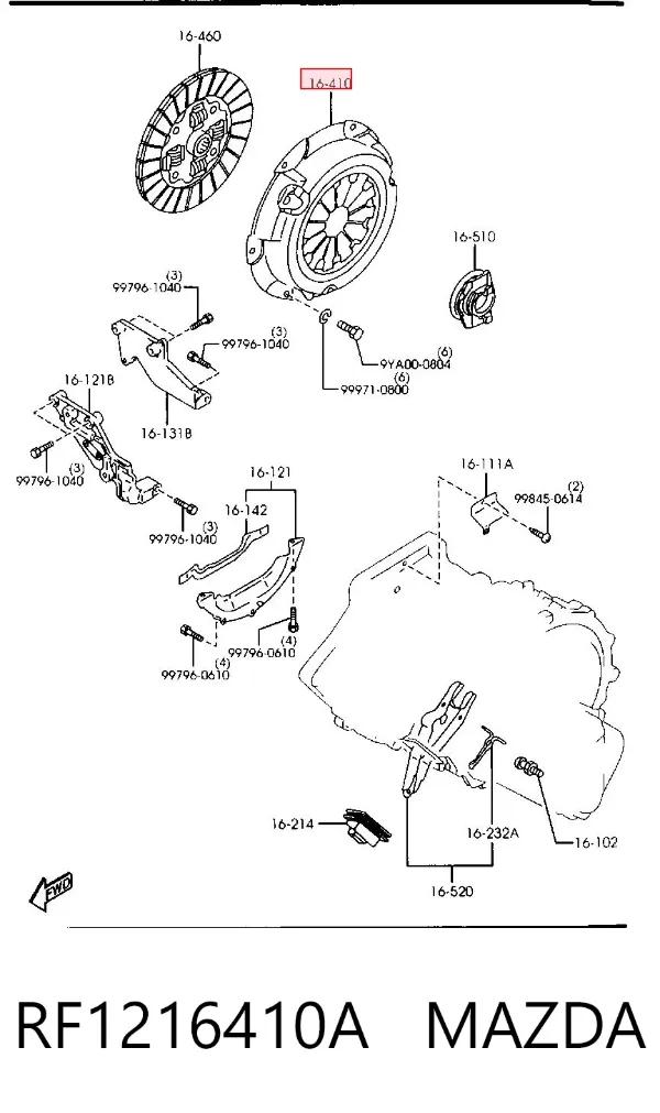 Cesta de embraiagem RF1216410A Mazda