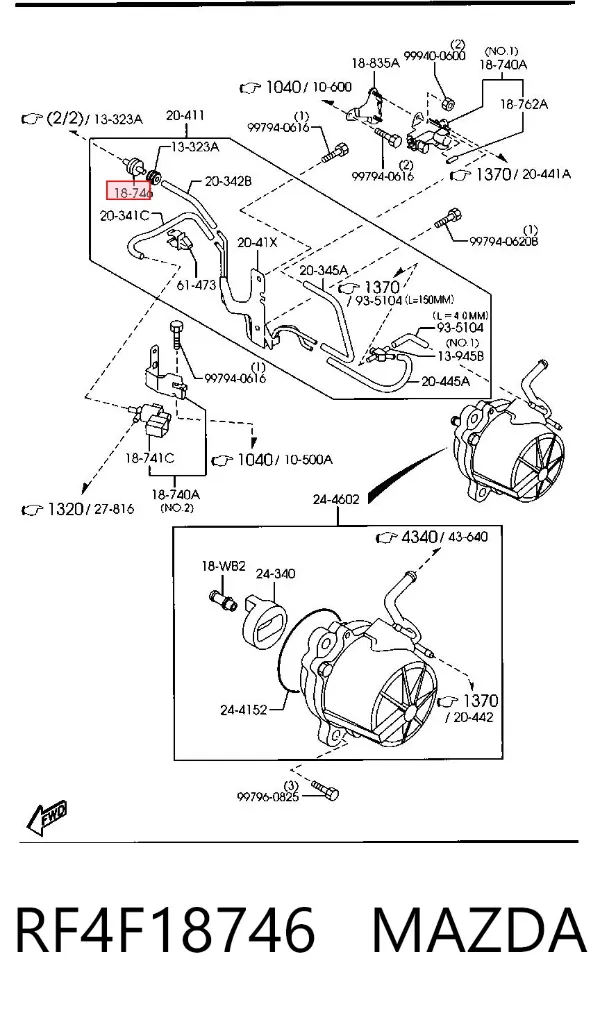 Válvula de retenção do sistema de vácuo RF4F18746 Mazda