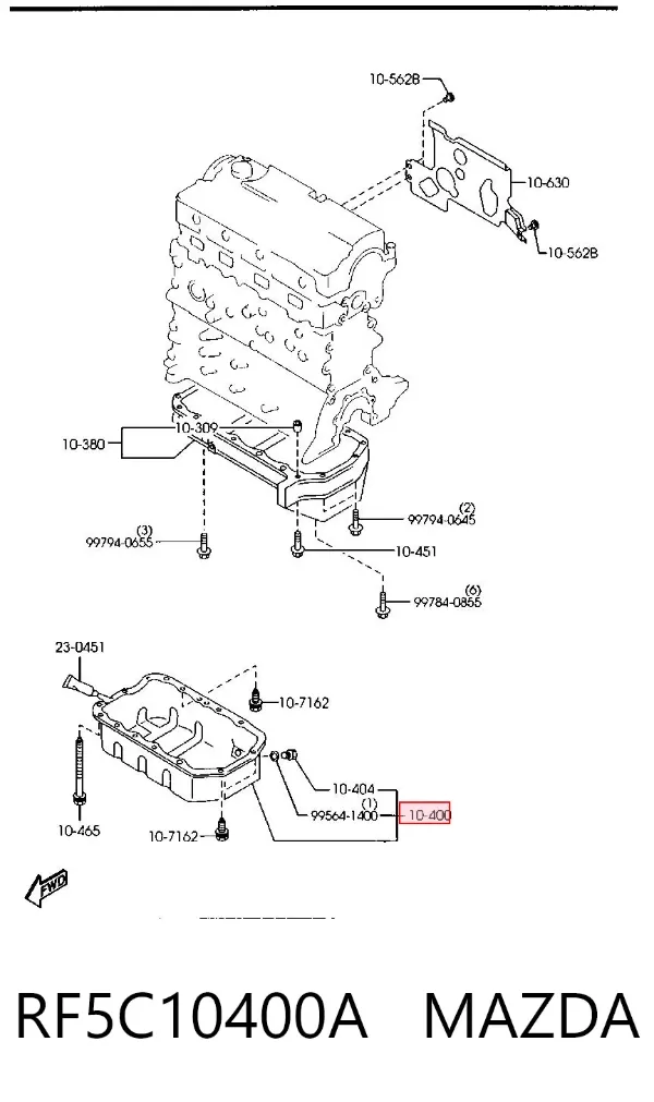 Panela de óleo de cárter do motor RF5C10400A Mazda