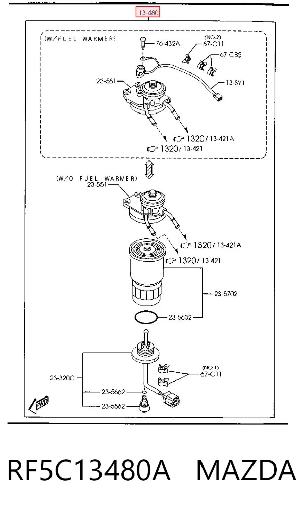 Caixa de filtro de combustível Mazda 6 GY