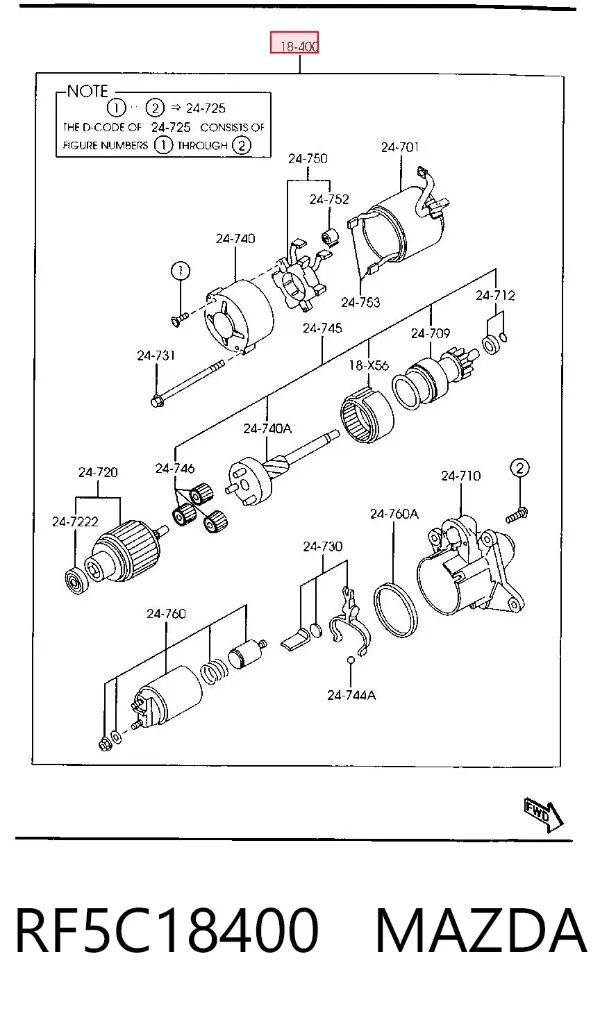 Motor de arranco RF5C18400 Mazda