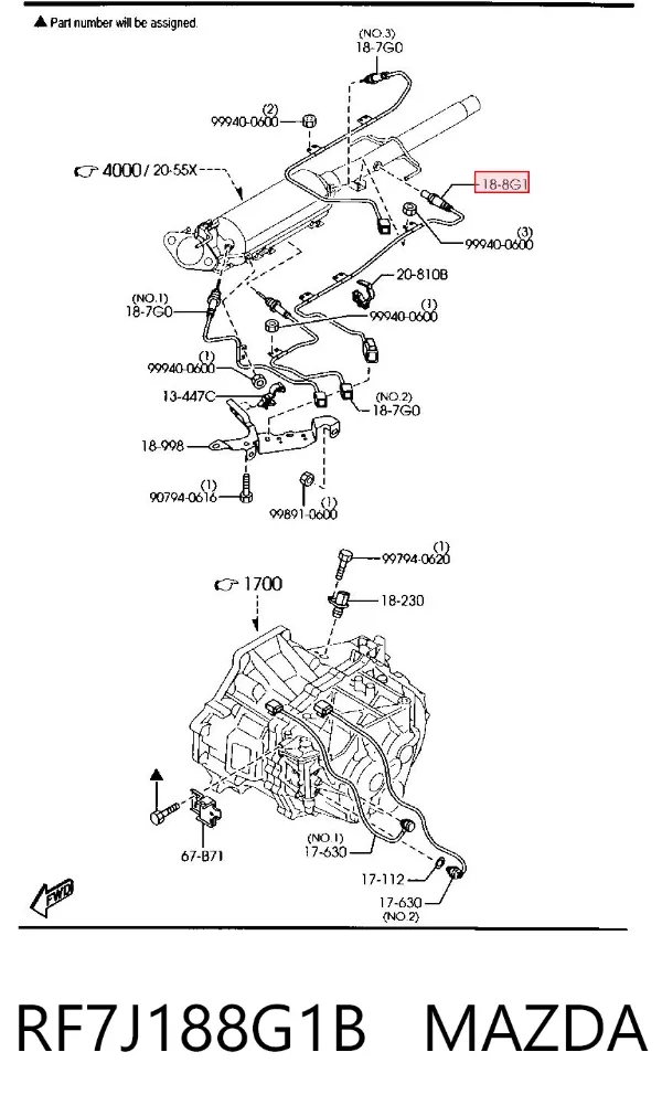 Sonda lambda, sensor de oxigênio depois de catalisador RF7J188G1B Mazda