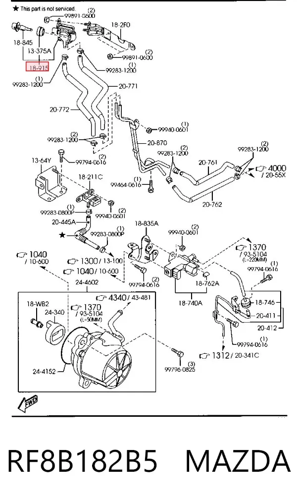 Sensor de temperatura da mistura de ar RF8B182B5 Mazda