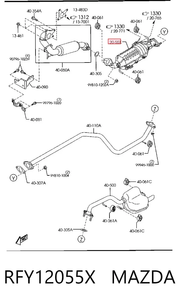 Convertidor - catalisador RFY12055X Mazda