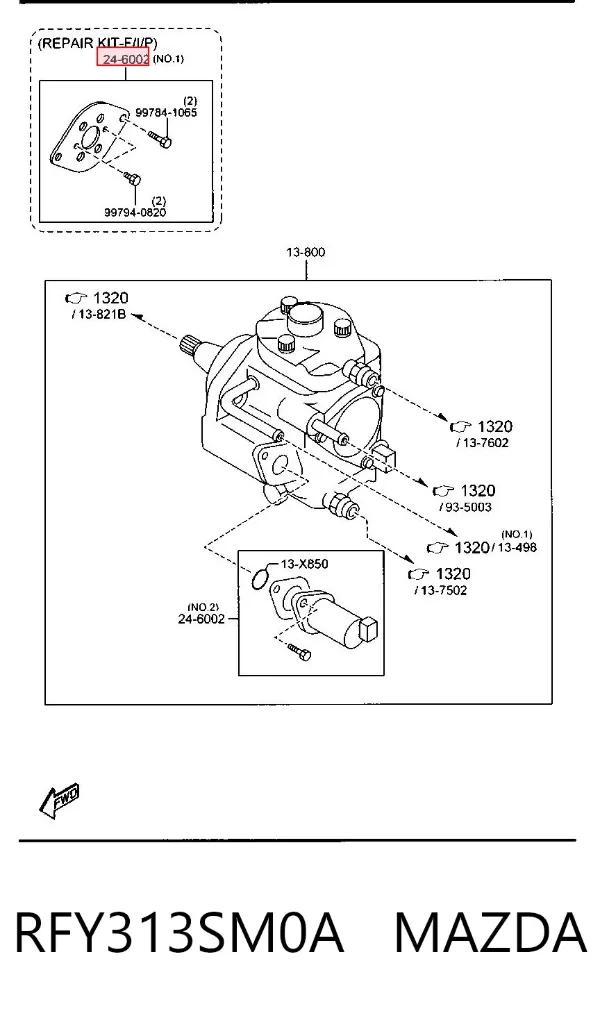 Válvula de regulação de pressão (válvula de redução da Bomba de Combustível de Pressão Alta) Common-Rail-System RFY313SM0A Mazda