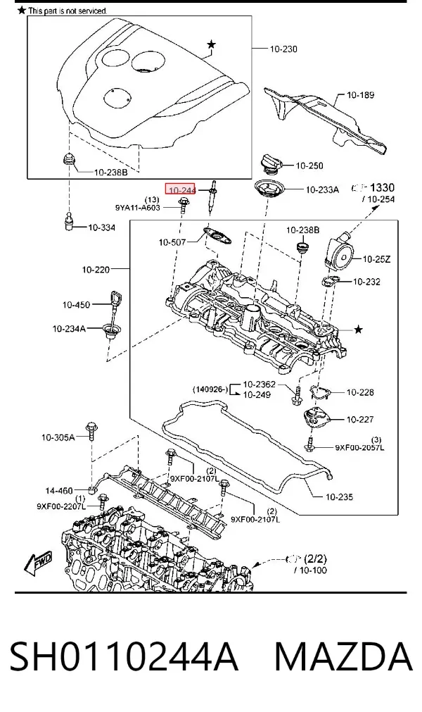 Parafuso de cabeça de motor (CBC) SH0110244A Mazda