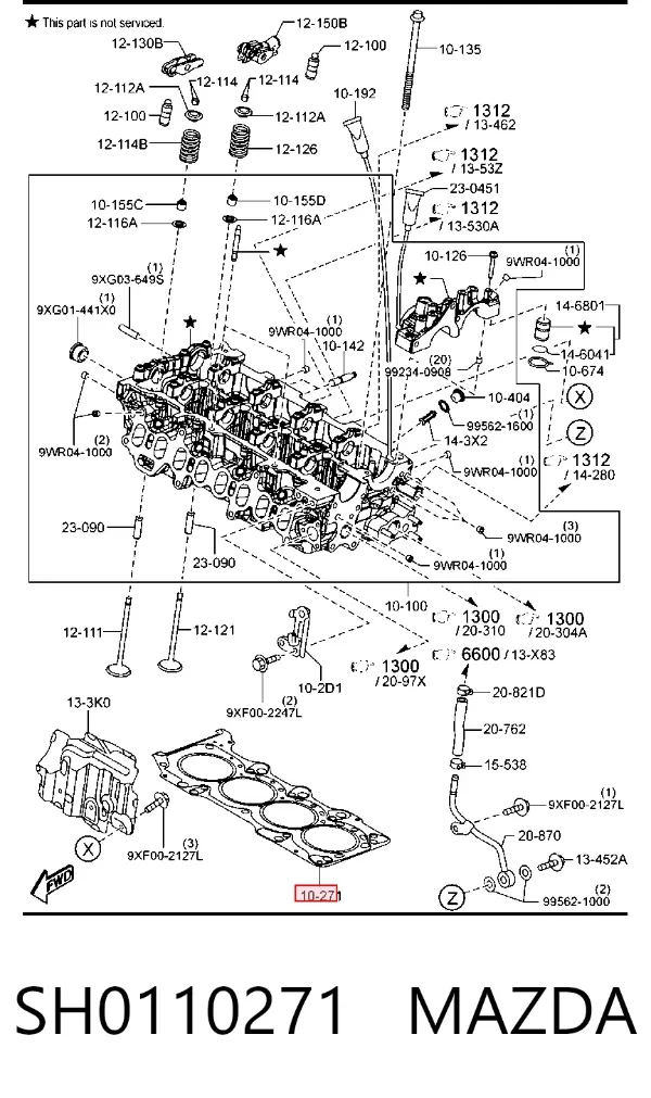 Vedante de cabeça de motor (CBC) SH0110271 Mazda