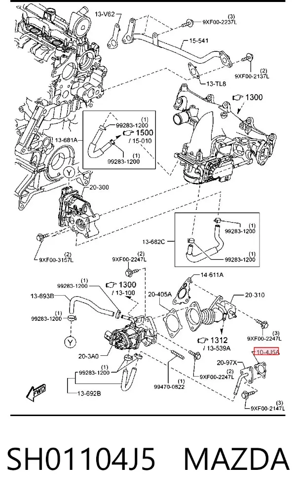 Vedante de válvula EGR de recirculação SH01104J5 Mazda