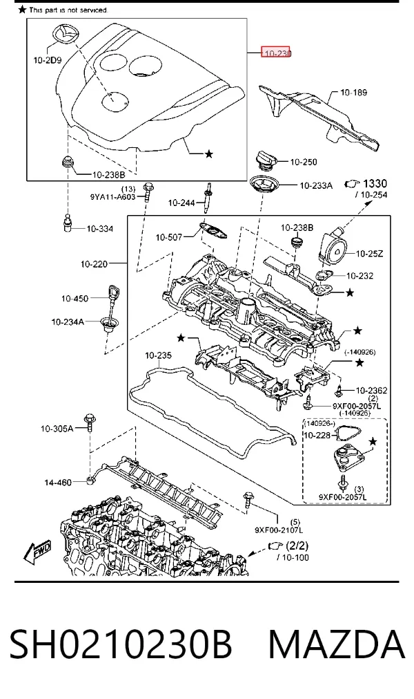 Tampa de motor decorativa SH0210230B Mazda