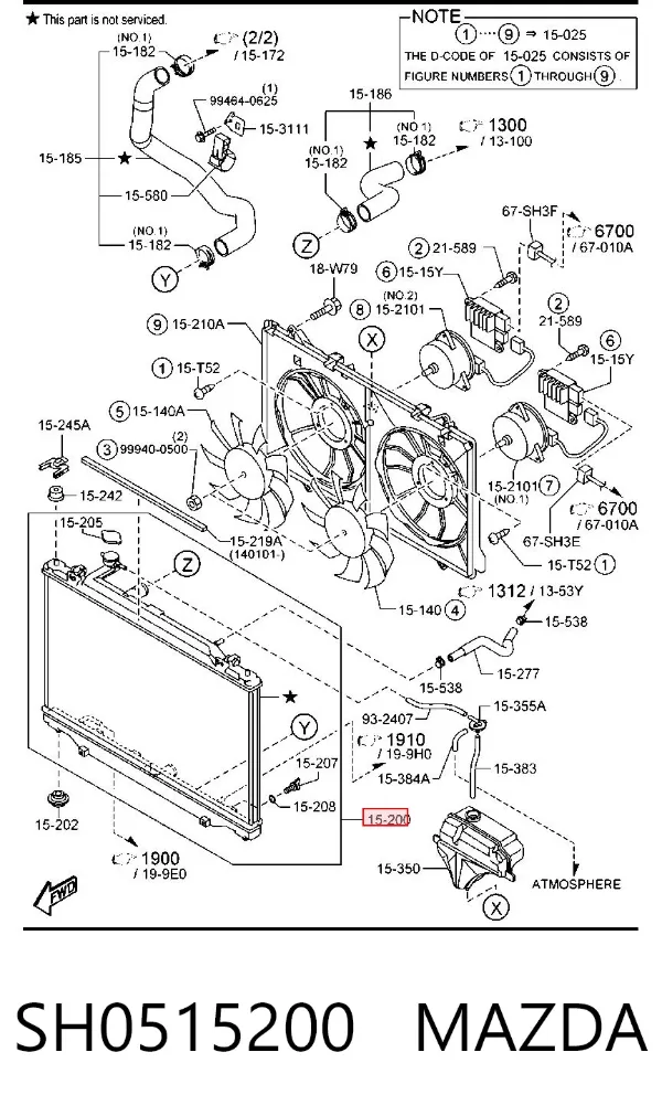 Radiador de esfriamento de motor SH0515200 Mazda