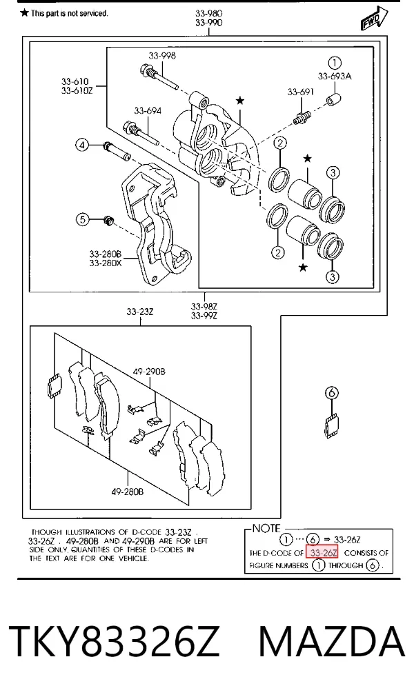 Kit de reparação de suporte do freio dianteiro TKY83326Z Mazda