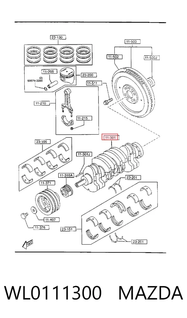 Cambota de motor WL0111300 Mazda