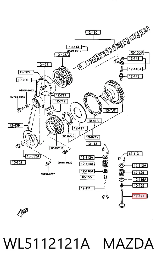 Válvula de escape WL5112121A Mazda