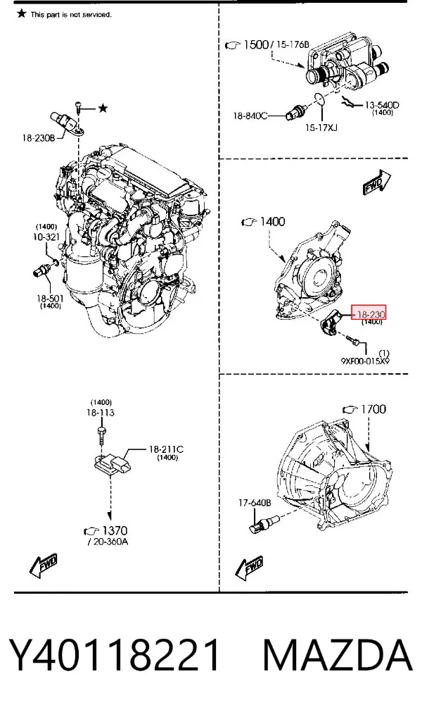 Sensor de posição (de revoluções) de cambota Y40118221 Mazda