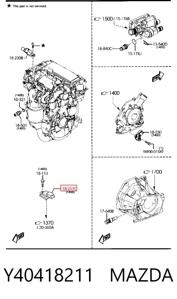 Sensor de pressão no coletor de admissão, MAP Y40418211 Mazda