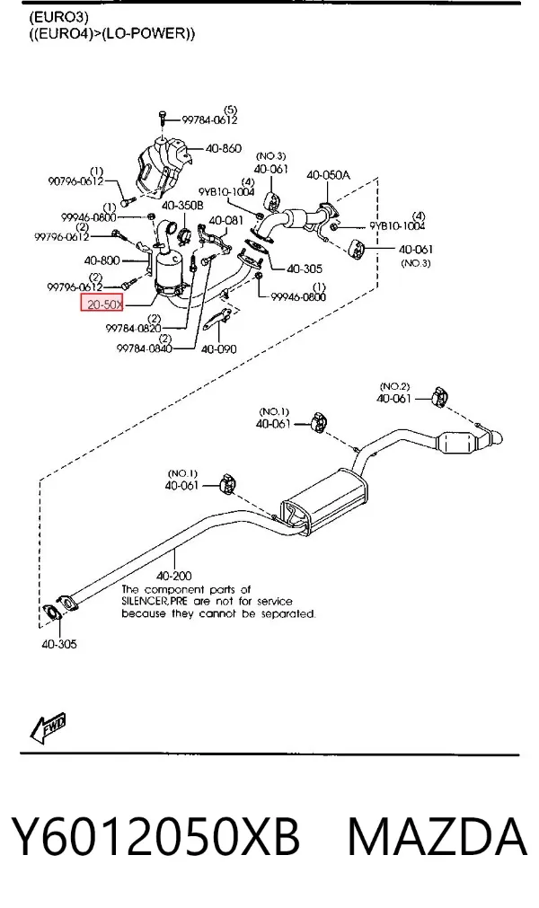 Convertidor - catalisador Y6012050XB Mazda