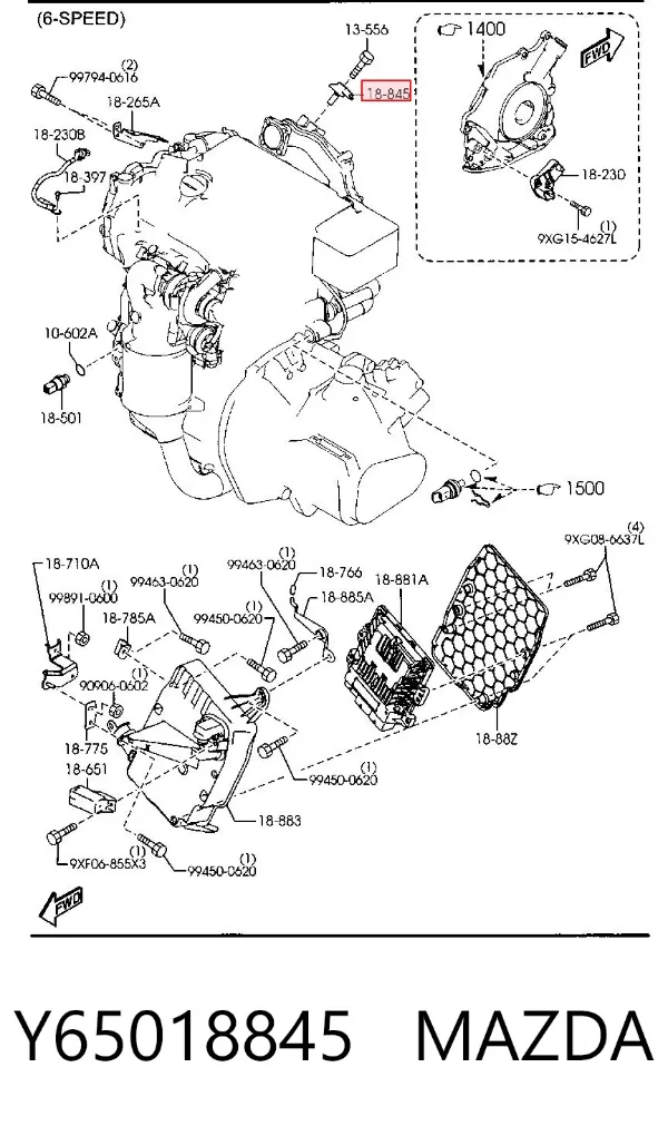 Sensor de pressão no coletor de admissão, MAP Y65018845 Mazda