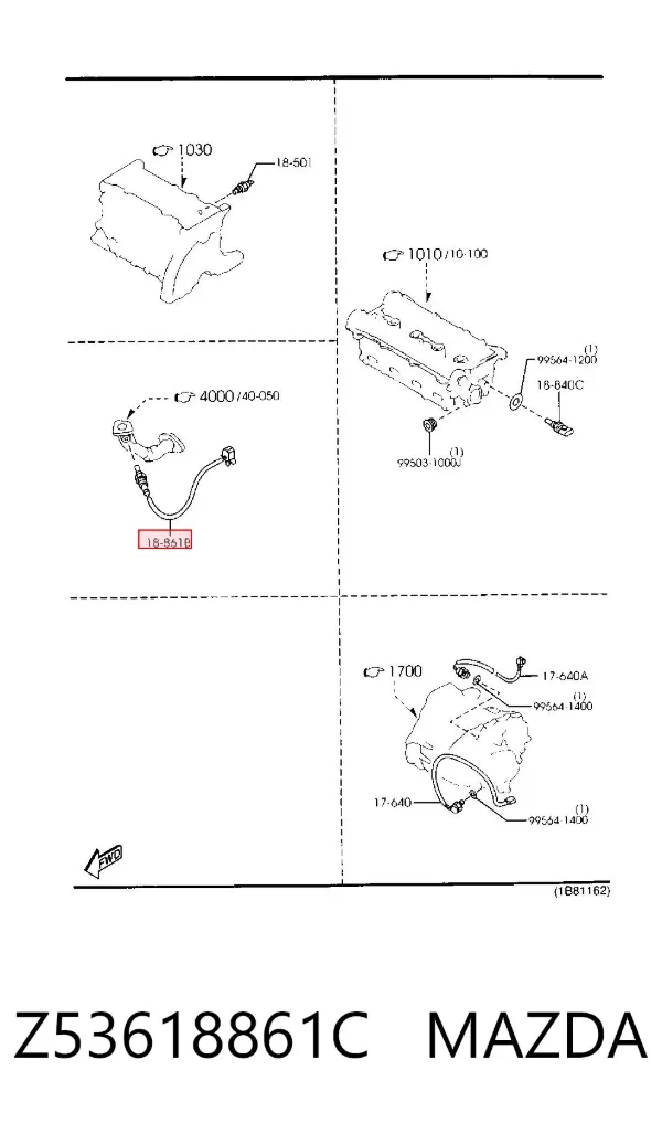 Sonda lambda, sensor de oxigênio Z53618861C Mazda