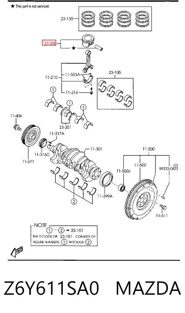 Pistão (kit para um motor), STD Z6Y611SA0 Mazda