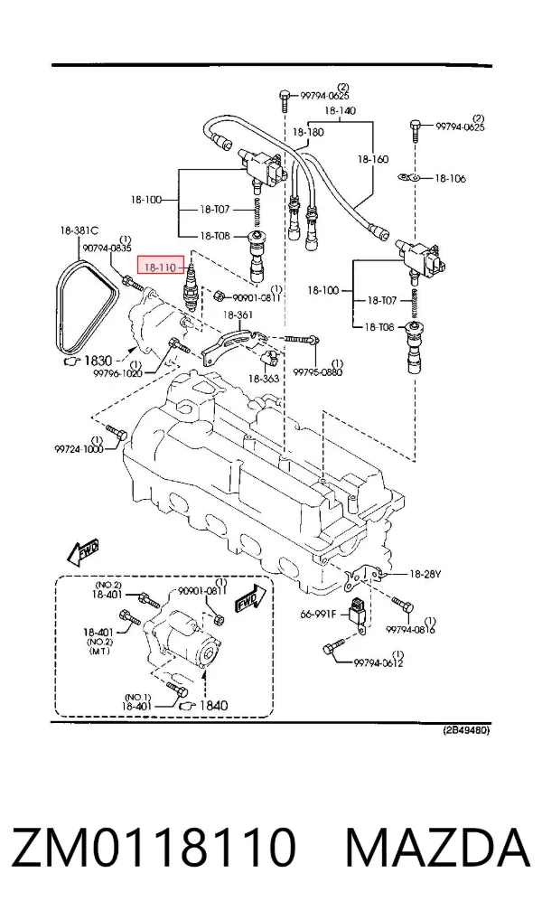 Vela de ignição ZM0118110 Mazda