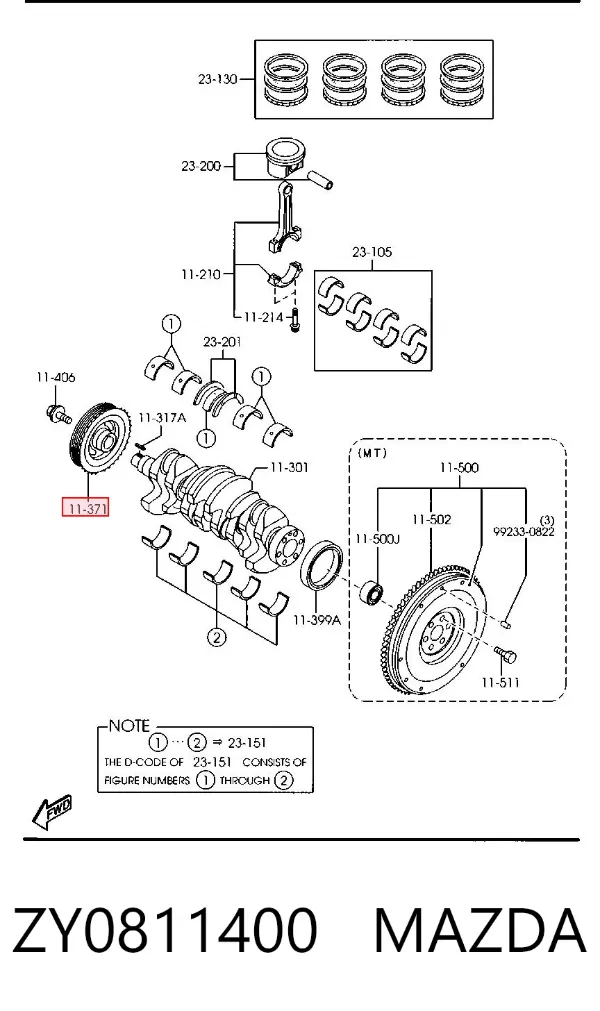 Polia de cambota ZY0811400 Mazda