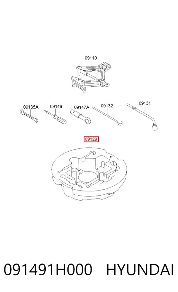 Caixa de ferramentas 091491H000 Hyundai/Kia