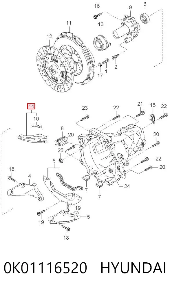 Forquilha de embraiagem 0K01116520 Hyundai/Kia