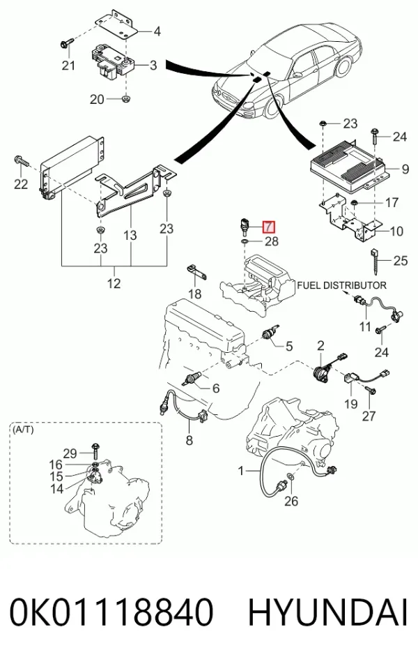 Sensor de temperatura do fluido de esfriamento 0K01118840 Hyundai/Kia