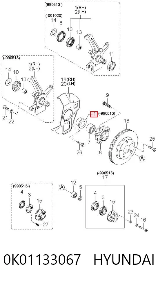 Bucim de cubo dianteiro 0K01133067 Hyundai/Kia