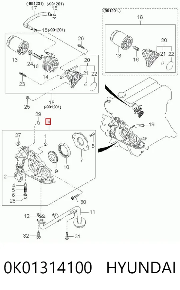 Bomba de óleo 0K01314100 Hyundai/Kia