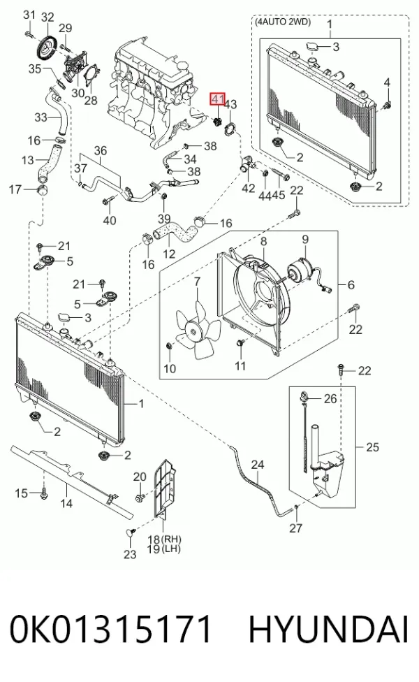 Termostato 0K01315171 Hyundai/Kia