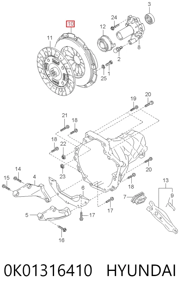 Cesta de embraiagem 0K01316410 Hyundai/Kia