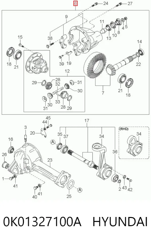 Diferencial dianteiro 0K01327100A Hyundai/Kia