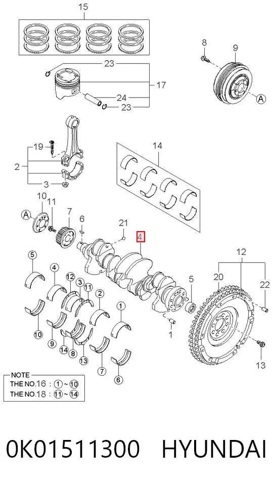 Cambota de motor 0K01511300 Hyundai/Kia