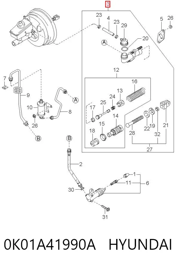 Cilindro mestre de embraiagem 0K01A41990A Hyundai/Kia