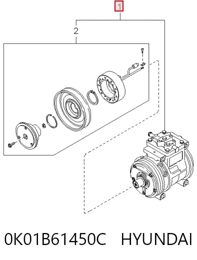 Compressor de aparelho de ar condicionado 0K01B61450C Hyundai/Kia