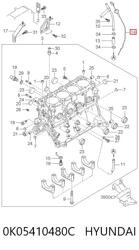 Sonda (indicador) do nível de óleo no motor 0K05410480C Hyundai/Kia