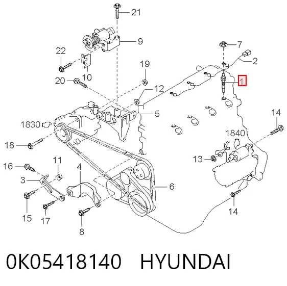 Vela de incandescência 0K05418140 Hyundai/Kia