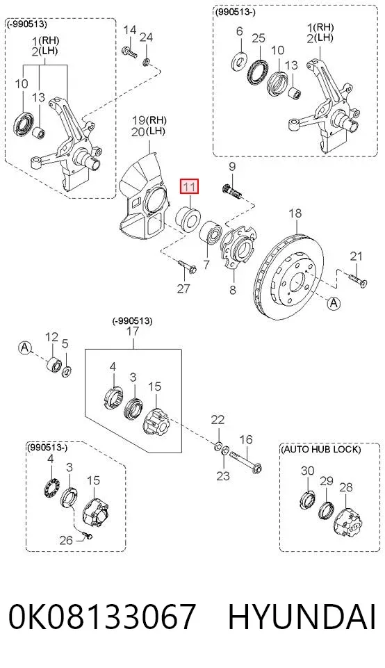 Bucim de cubo dianteiro 0K08133067 Hyundai/Kia