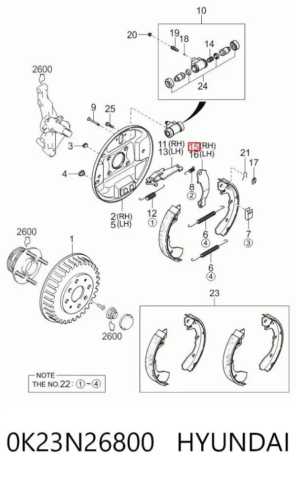 Kit de reparação do freio de estacionamento KIA Rio I
