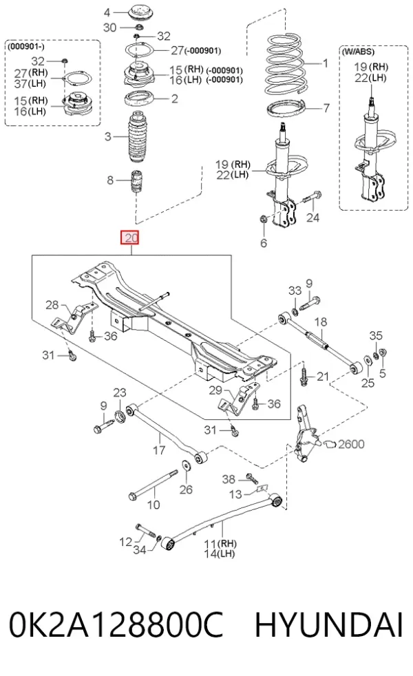 Viga de suspensão traseira (plataforma veicular) KIA Carens I